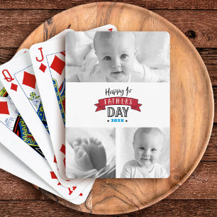 Happy 1st Father's Day Red 3フォトコラージュモダン トランプ