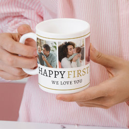 Happy 1st Mother's Dayブラックと金ゴールド5 Photo コーヒーマグカップ