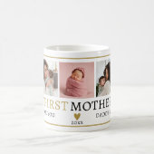 Happy 1st Mother's Dayブラックと金ゴールド5 Photo コーヒーマグカップ (中央)