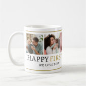 Happy 1st Mother's Dayブラックと金ゴールド5 Photo コーヒーマグカップ (左)
