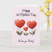 Happy 1st Mother's Day、パパ&ベビーからのカード、 カード (黄色い花)