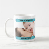 Happy 1st Mothers Day 2 Photo Aqua Brusstroke コーヒーマグカップ (左)
