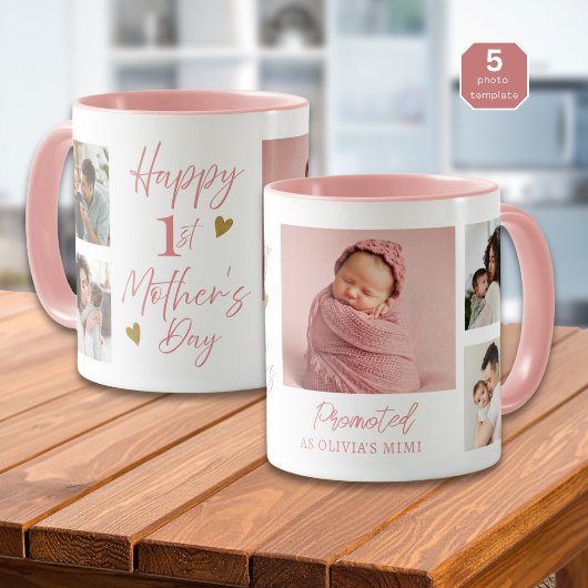 Happy 1st Mothers Day As Mimi 5 Photo Pink   マグカップ