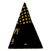 Happy 2019と金ゴールド水玉模様 パーティーハット (右)