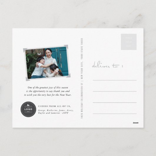 Happy 2025スクリプモダントカレンダー新年写真 シーズンポストカード (裏面)