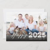 Happy 2025タイポグラフィミニマル新年の写真 シーズンカード (正面)