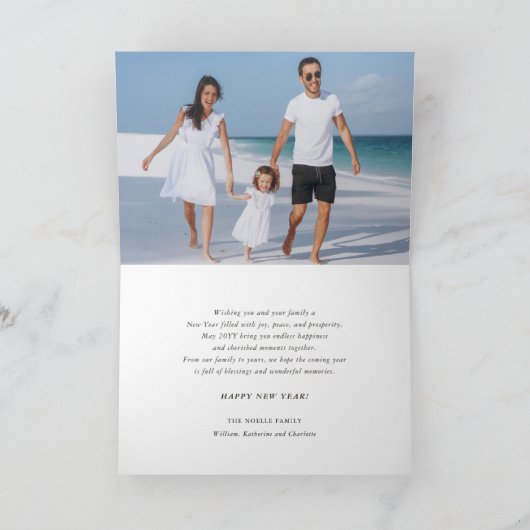 Happy 2025タイポグラフィミニマル新年の写真 シーズンカード (内部)