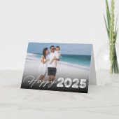Happy 2025タイポグラフィミニマル新年の写真 シーズンカード (正面)