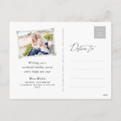 Happy 2025タイポグラフィミニマル新年の写真 シーズンポストカード (裏面)