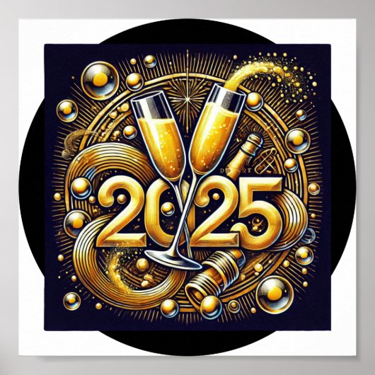 Happy 2025デジタルダウンロード – DTFに最適 ポスター (正面)