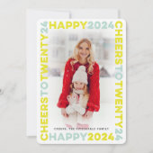 Happy 2025 Blocksフレームタイポグラフィ新年写真 シーズンカード (正面)