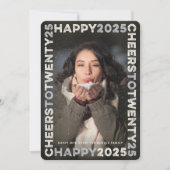 Happy 2025 Blocksフレームタイポグラフィ新年写真 シーズンカード (正面)