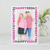 Happy 2025 Blocksフレームタイポグラフィ新年写真 シーズンカード (スタンド正面)