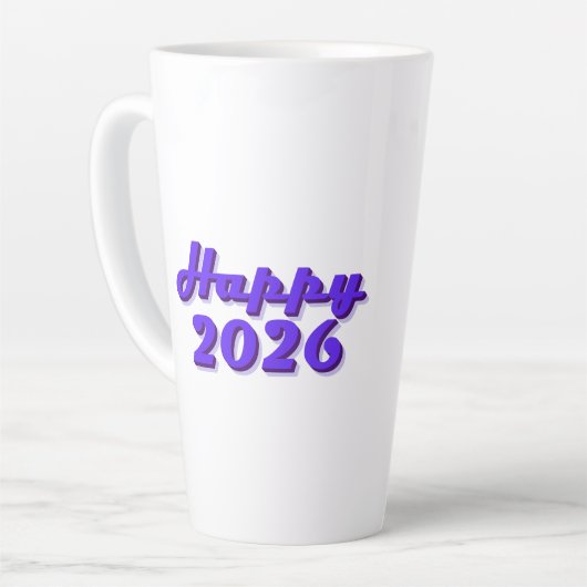 Happy 2026 カフェラテマグ (左アングル)