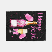 Happy 2026 Cheers To A New Year 2026 Champagne Coq フリースブランケット (正面(横))