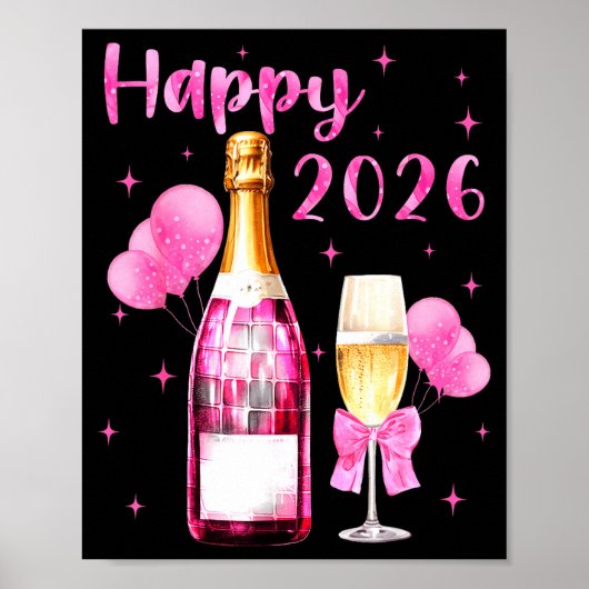 Happy 2026 Cheers To A New Year 2026 Champagne Coq ポスター (正面)