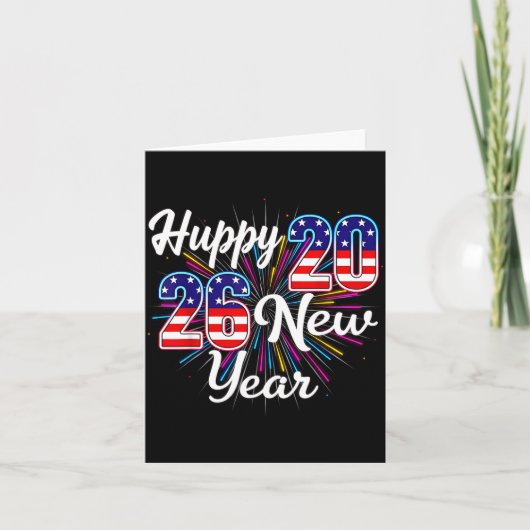 Happy 2026 New Year Patriotic Fireworks Design Par カード (正面)