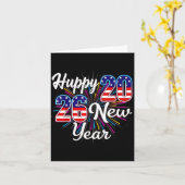 Happy 2026 New Year Patriotic Fireworks Design Par カード (黄色い花)