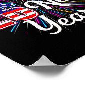 Happy 2026 New Year Patriotic Fireworks Design Par ポスター (角)
