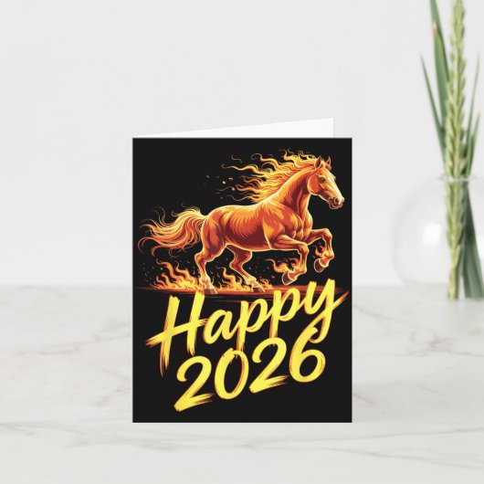 Happy 2026 Year Of The Horse Chinese Zodiac New Ye カード (正面)