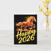 Happy 2026 Year Of The Horse Chinese Zodiac New Ye カード (黄色い花)