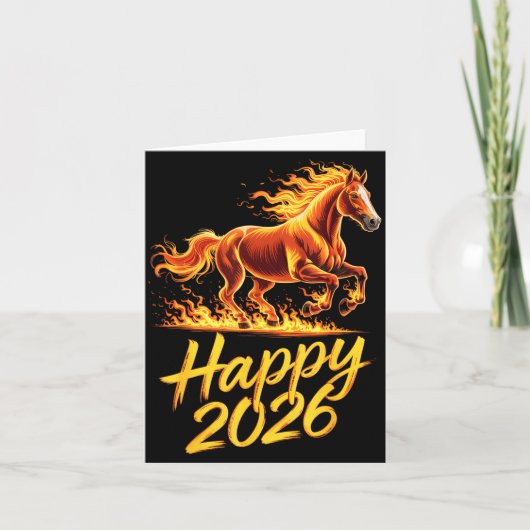 Happy 2026 Year Of The Horse Chinese Zodiac New Ye カード (正面)
