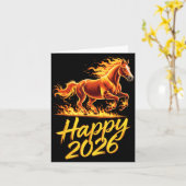 Happy 2026 Year Of The Horse Chinese Zodiac New Ye カード (黄色い花)