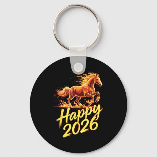 Happy 2026 Year Of The Horse Chinese Zodiac New Ye キーホルダー (正面)
