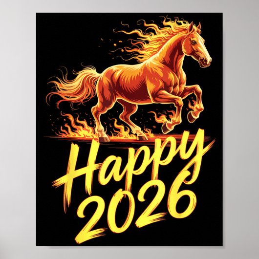 Happy 2026 Year Of The Horse Chinese Zodiac New Ye ポスター (正面)