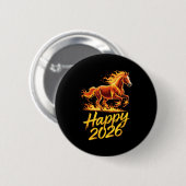 Happy 2026 Year Of The Horse Chinese Zodiac New Ye 缶バッジ (正面&裏面)