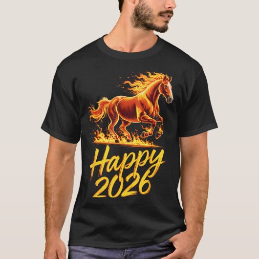 Happy 2026 Year Of The Horse Chinese Zodiac New Ye Tシャツ (正面)