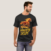 Happy 2026 Year Of The Horse Chinese Zodiac New Ye Tシャツ (正面フル)
