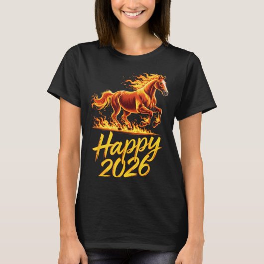 Happy 2026 Year Of The Horse Chinese Zodiac New Ye Tシャツ (正面)