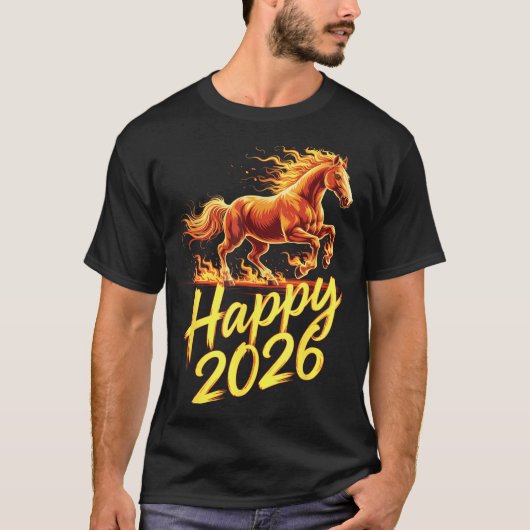 Happy 2026 Year Of The Horse Chinese Zodiac New Ye Tシャツ (正面)