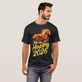 Happy 2026 Year Of The Horse Chinese Zodiac New Ye Tシャツ (正面フル)