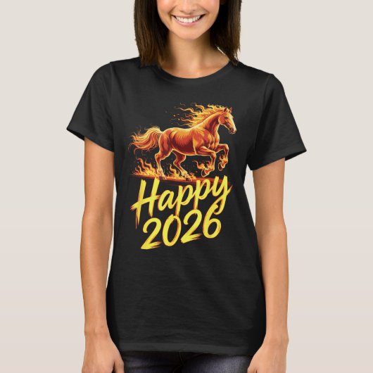 Happy 2026 Year Of The Horse Chinese Zodiac New Ye Tシャツ (正面)