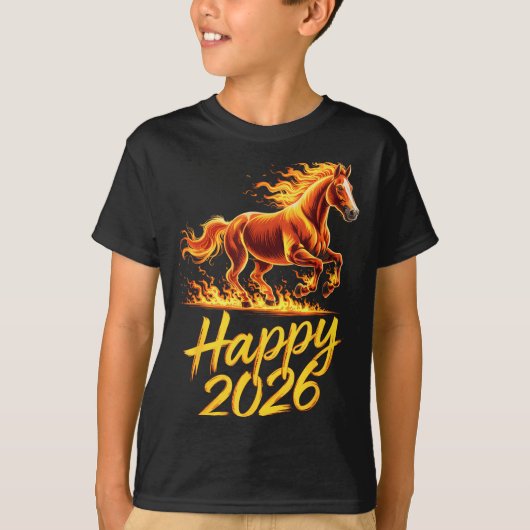 Happy 2026 Year Of The Horse Chinese Zodiac New Ye Tシャツ (正面)