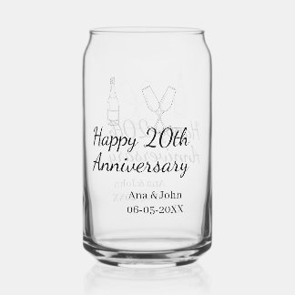 Happy 20th anniversary champagne bottle glass name ガラス缶