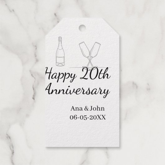 Happy 20th anniversary champagne bottle glass name ギフトタグ (裏面)