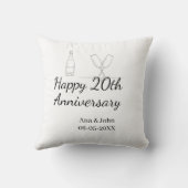 Happy 20th anniversary champagne bottle glass name クッション (裏面)