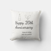 Happy 20th anniversary champagne bottle glass name クッション (正面)