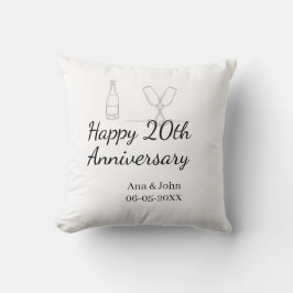 Happy 20th anniversary champagne bottle glass name クッション
