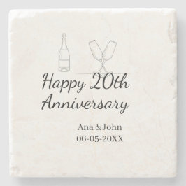 Happy 20th anniversary champagne bottle glass name ストーンコースター