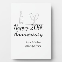 Happy 20th anniversary champagne bottle glass name フォトプラーク
