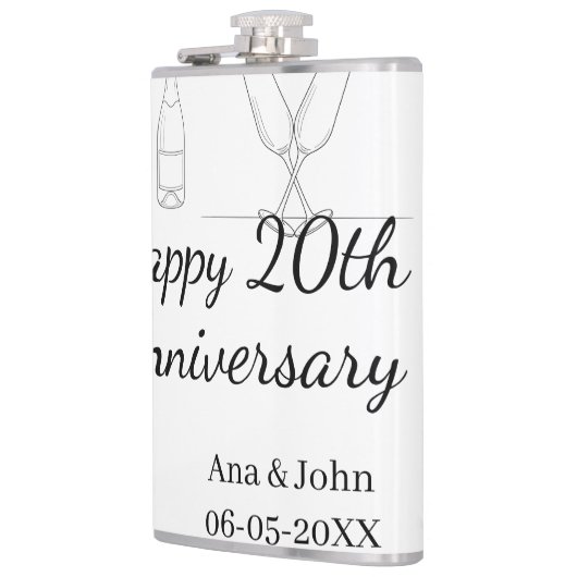 Happy 20th anniversary champagne bottle glass name フラスク (左)