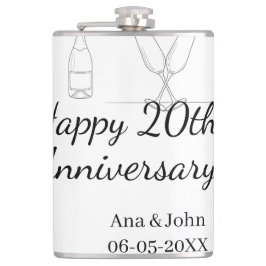 Happy 20th anniversary champagne bottle glass name フラスク
