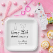 Happy 20th anniversary champagne bottle glass name ペーパープレート (パーティー)