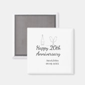 Happy 20th anniversary champagne bottle glass name マグネット (正面/裏面)