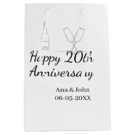 Happy 20th anniversary champagne bottle glass name ミディアムペーパーバッグ