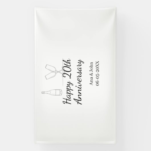 Happy 20th anniversary champagne bottle glass name 横断幕 (縦)
